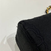 Chanel 1997-1999 Black Canvas Camelia Chain Handbag