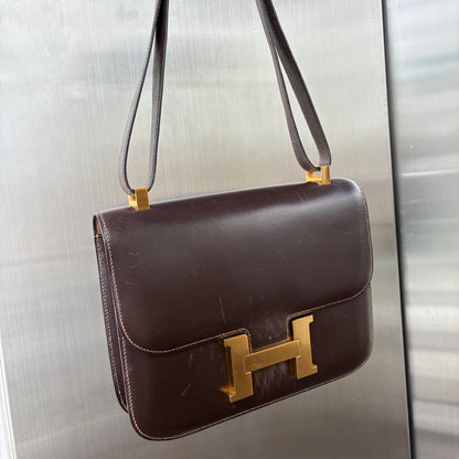 Hermes Chocolat Box Calf Constance 23 Shoulder Bag