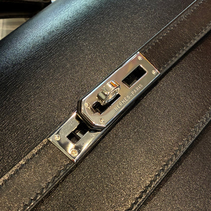 Hermes Black Box Calf Kelly Depeches 38 Briefcase