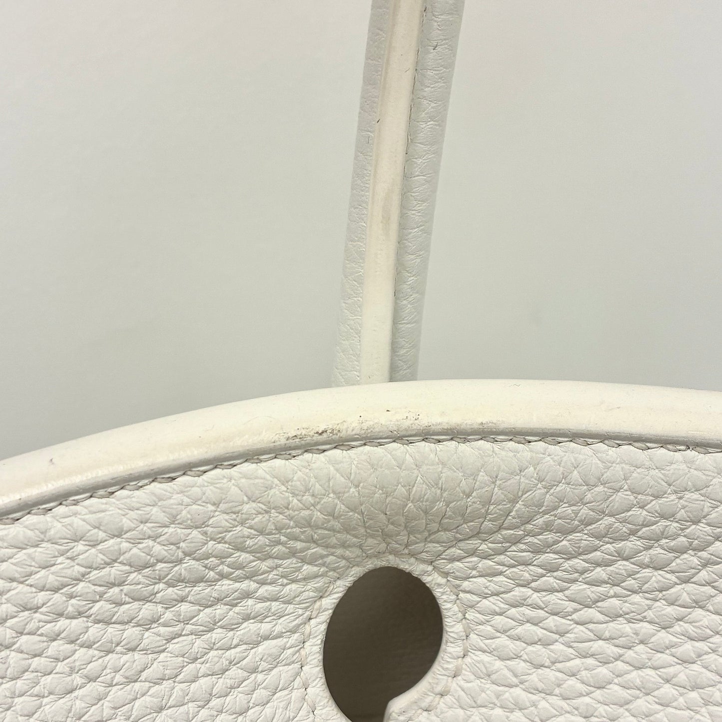 Hermes White Taurillon Clemence Birkin 30 Handbag