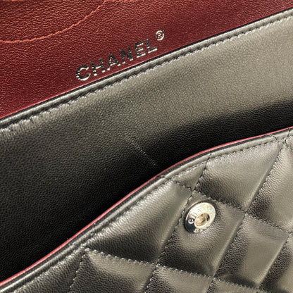 Chanel 2012 Black Lambskin Jumbo Classic Double Flap Shoulder Bag