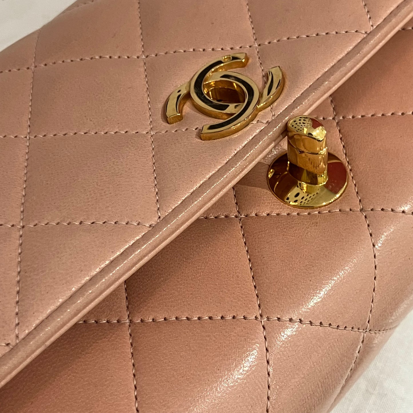 Chanel * 1994-1996 Pink Lambskin Classic Single Flap Shoulder Bag