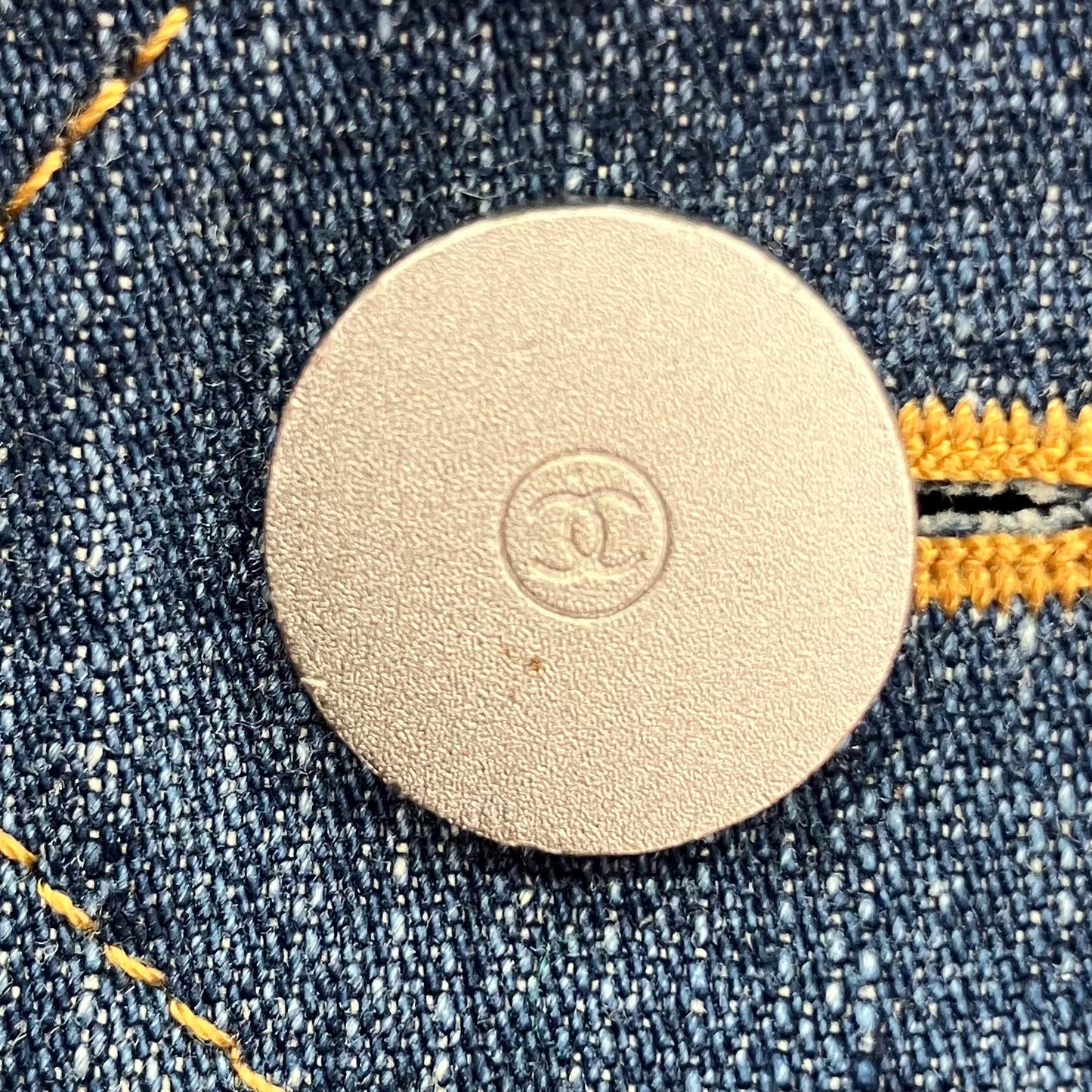 Chanel 1999 Single Breasted Collarless Denim Jacket Blue #40