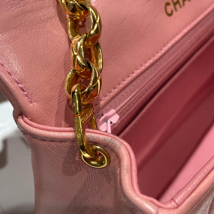 Chanel * 1989-1991 Pink Lambskin Border Flap Bag