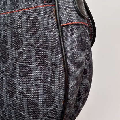 Christian Dior Navy Canvas Flight Trotter Saddle Handbag