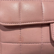 Chanel 2004-2005 Pink Lambskin Choco Bar Camellia Shoulder Bag