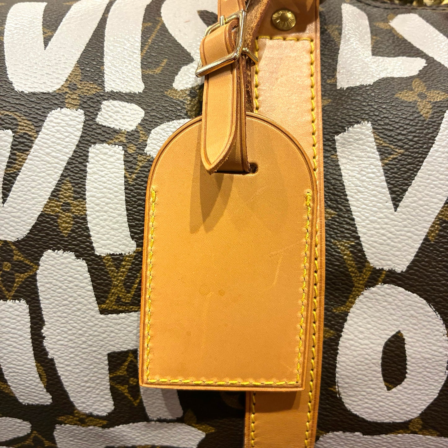 Louis Vuitton 2001 White Monogram Graffiti Keepall 50 Duffle Bag M92197