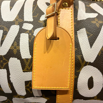 Louis Vuitton 2001 White Monogram Graffiti Keepall 50 Duffle Bag M92197