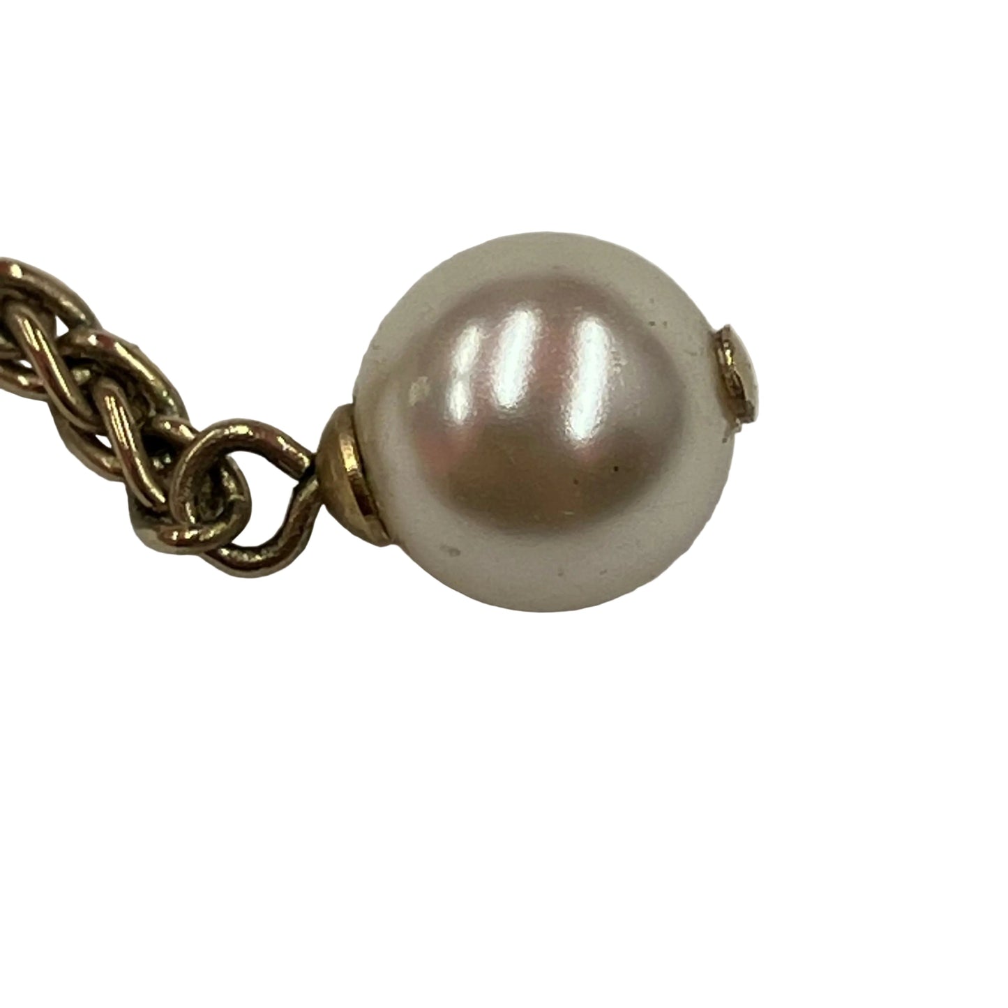 Chanel Costume Pearl Dangle CC Earrings Clip-On Gold A19C