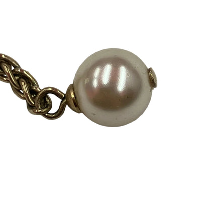 Chanel Costume Pearl Dangle CC Earrings Clip-On Gold A19C