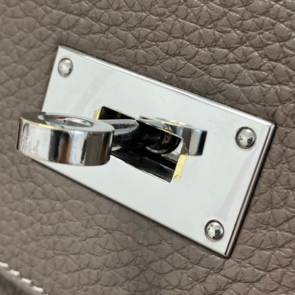 Hermes Etoupe Gray Togo Shoulder Kelly Handbag