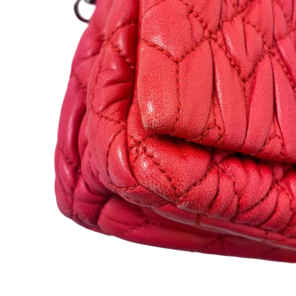 Miu Miu Red Lambskin Nappa Crystal Handbag