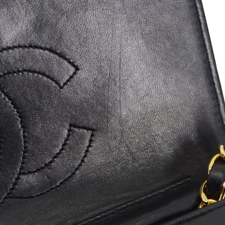 Chanel Black Lambskin Pushlock Mini Full Flap Shoulder Bag