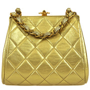 CHANEL 1996-1997 Kisslock Shoulder Bag Mini Gold Lambskin