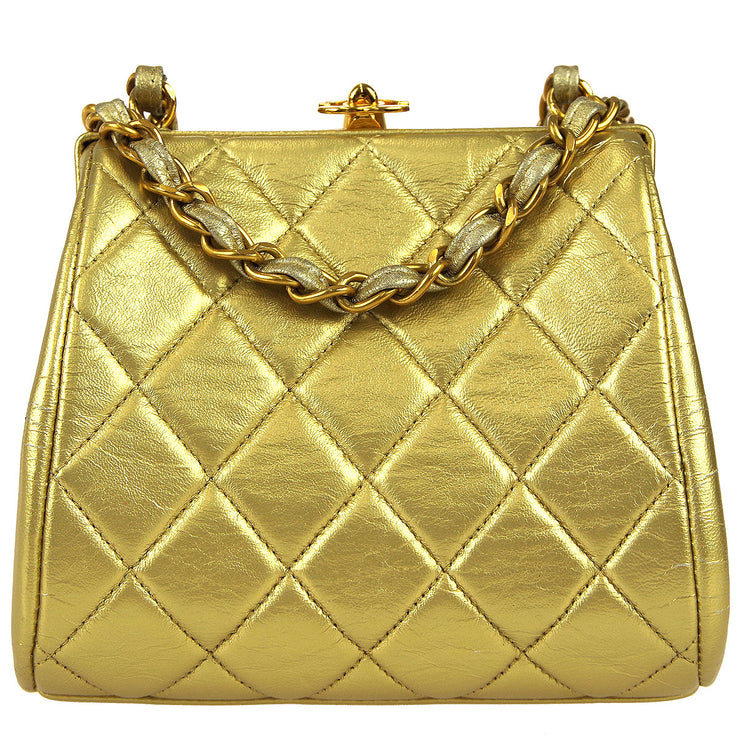 CHANEL 1996-1997 Kisslock Shoulder Bag Mini Gold Lambskin – AMORE Vintage  Tokyo