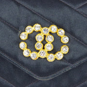 CHANEL 1991-1994 Navy Satin Diagonal Crystal & Gold CC Evening Bag