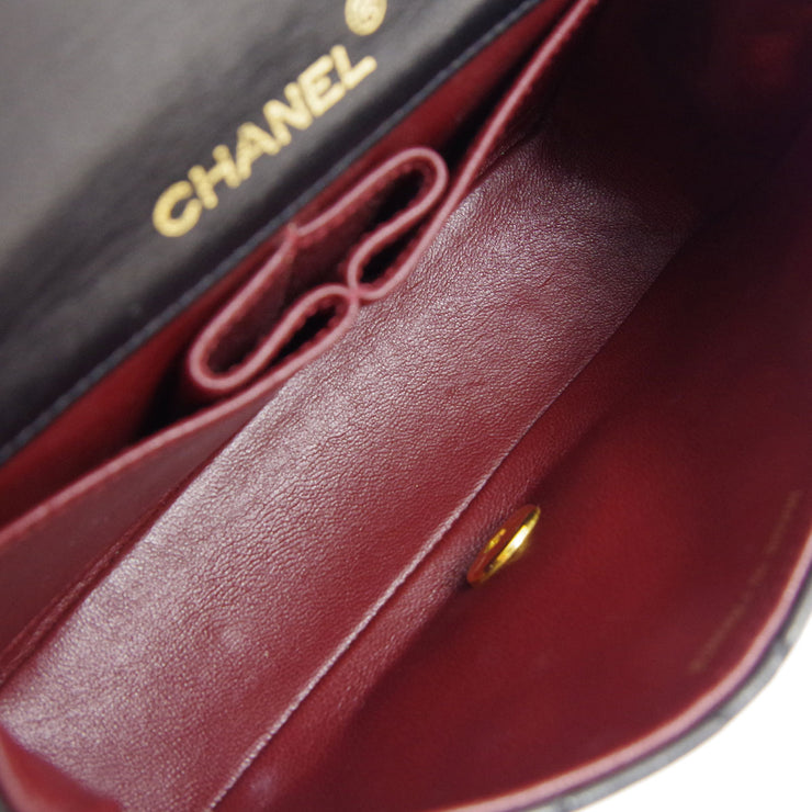 Chanel 1989-1991 Black Lambskin Turnlock Mini Full Flap Bag