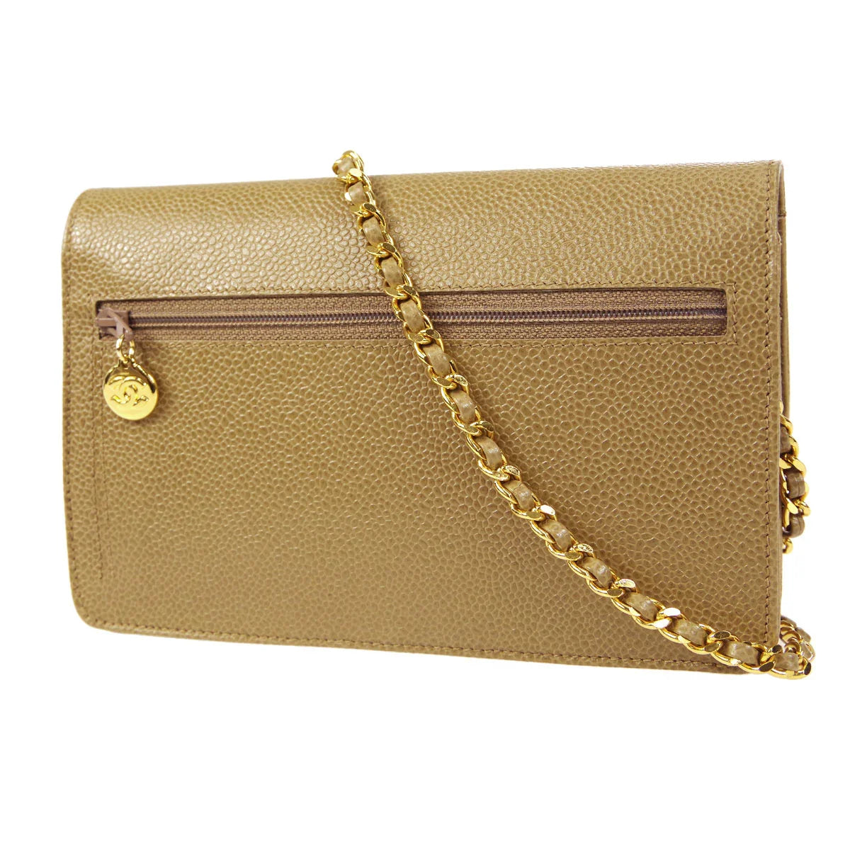 Chanel 1996-1997 Brown Caviar Timeless WOC Wallet on Chain