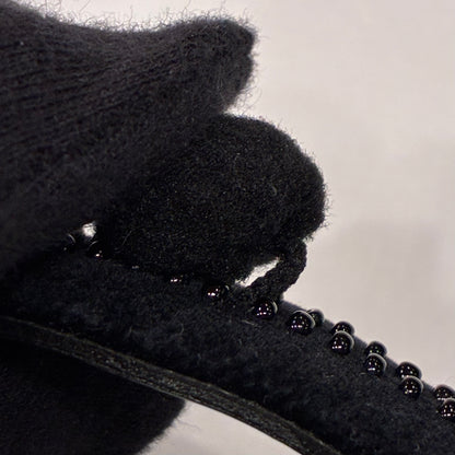 Christian Dior Black Velvet Beaded Saddle Handbag