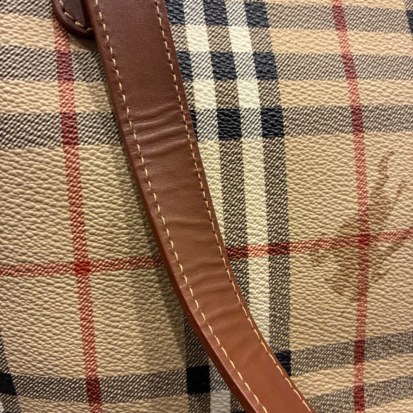 Burberry Beige PVC Burberry Check Tote Handbag