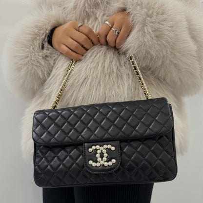 Chanel 2010-2011 Black Lambskin Westminster Medium Pearl Handbag