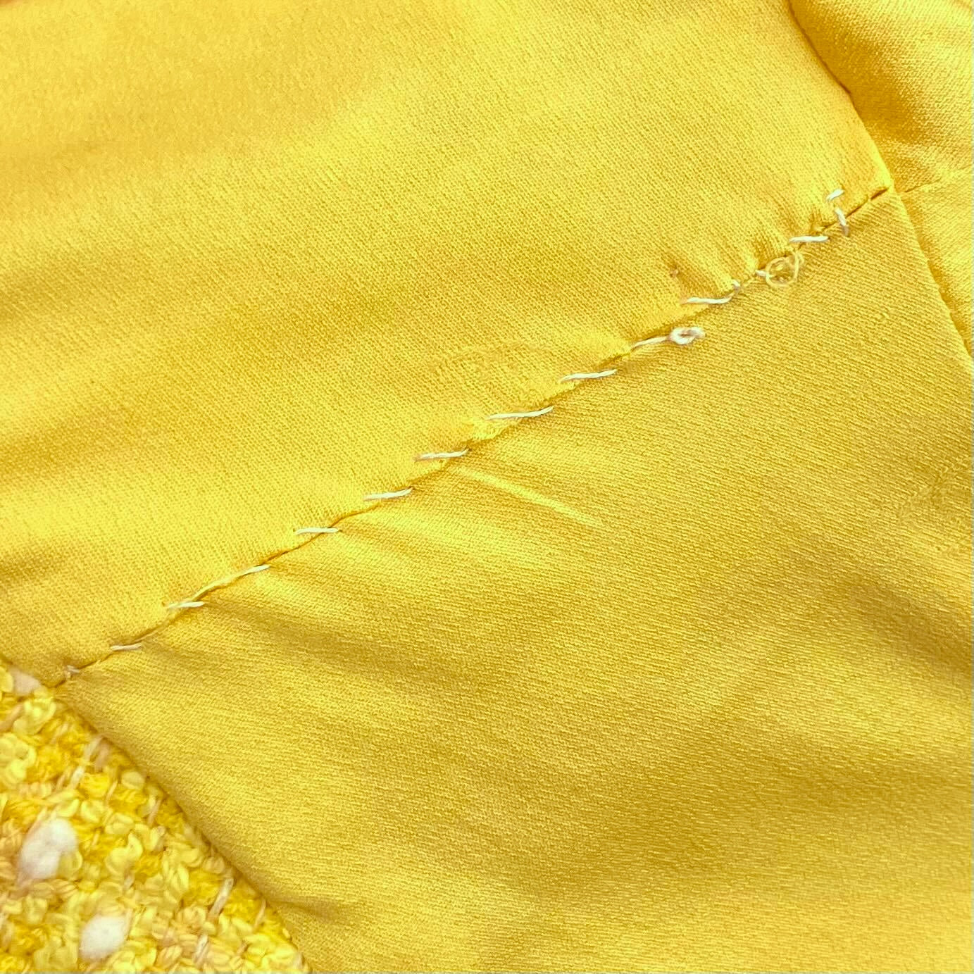 Chanel 1997 Setup Suit Jacket Skirt Tweed Yellow #36