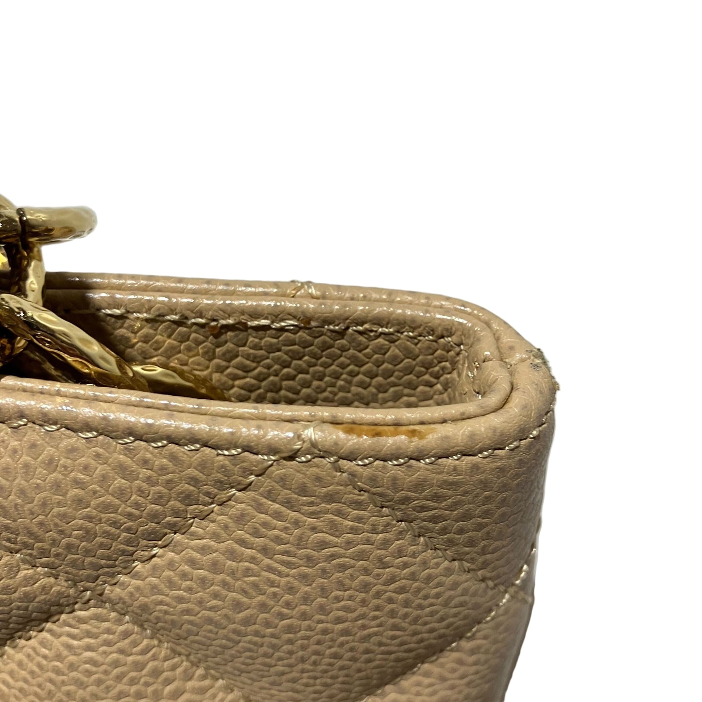 Chanel 2003-2004 Beige Caviar Medallion Tote Handbag