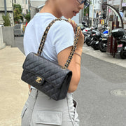 Chanel 2001-2003 Black Caviar Small Classic Double Flap Shoulder Bag