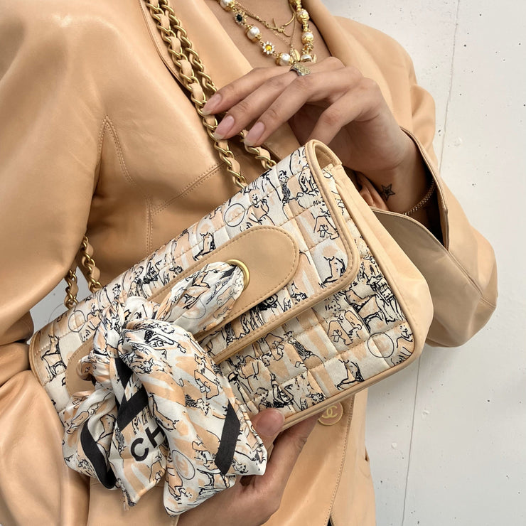 Chanel 2003-2004 Pink Silk Chain Shoulder Bag