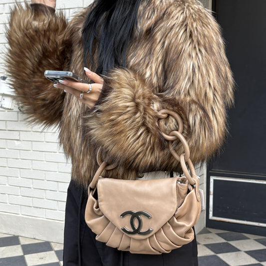 Chanel 2004-2005 Beige Lambskin Handbag