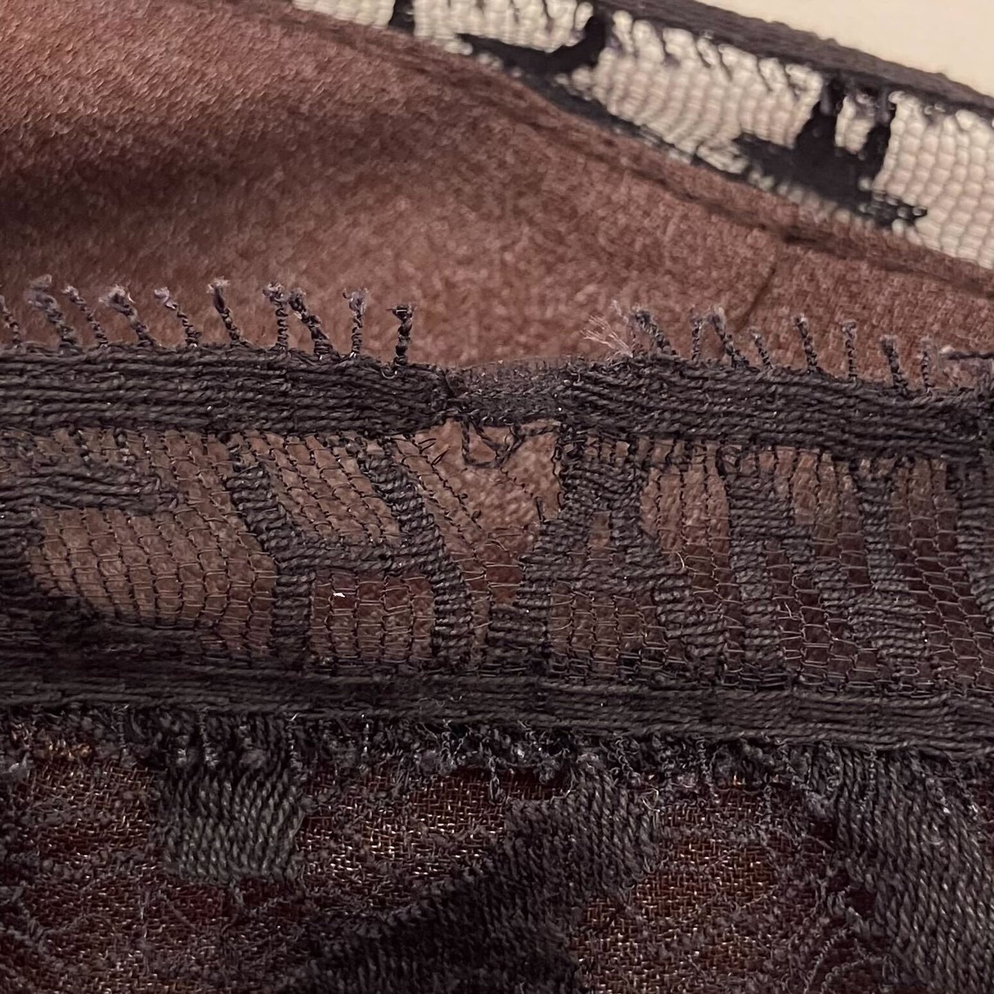 Chanel Lace Top Skirt Set Black Brown 98A #42