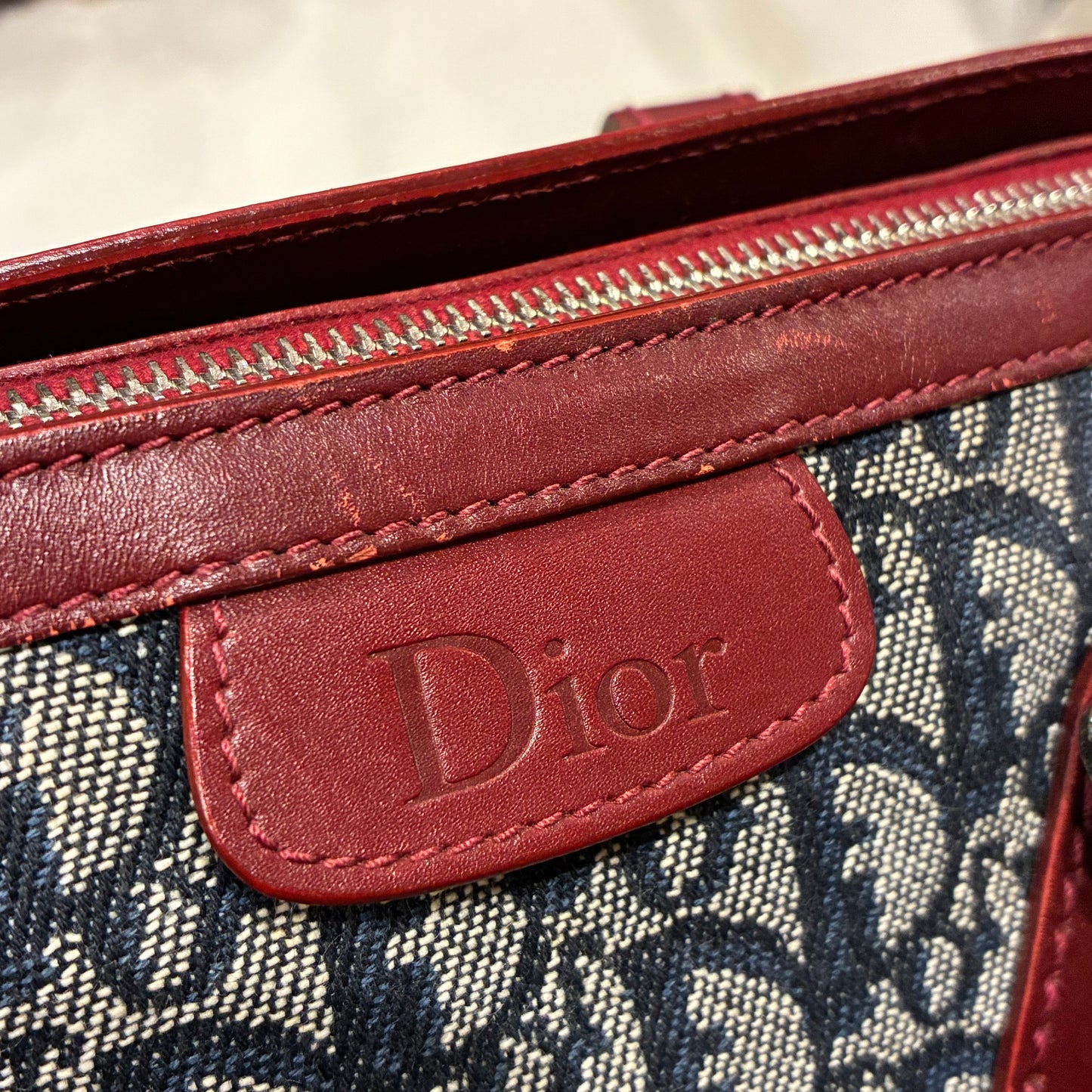 Christian Dior Navy Bordeaux Trotter Tote Bag