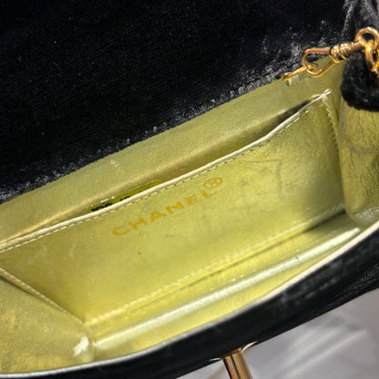 Chanel Black Velvet Chain Shoulder Bag