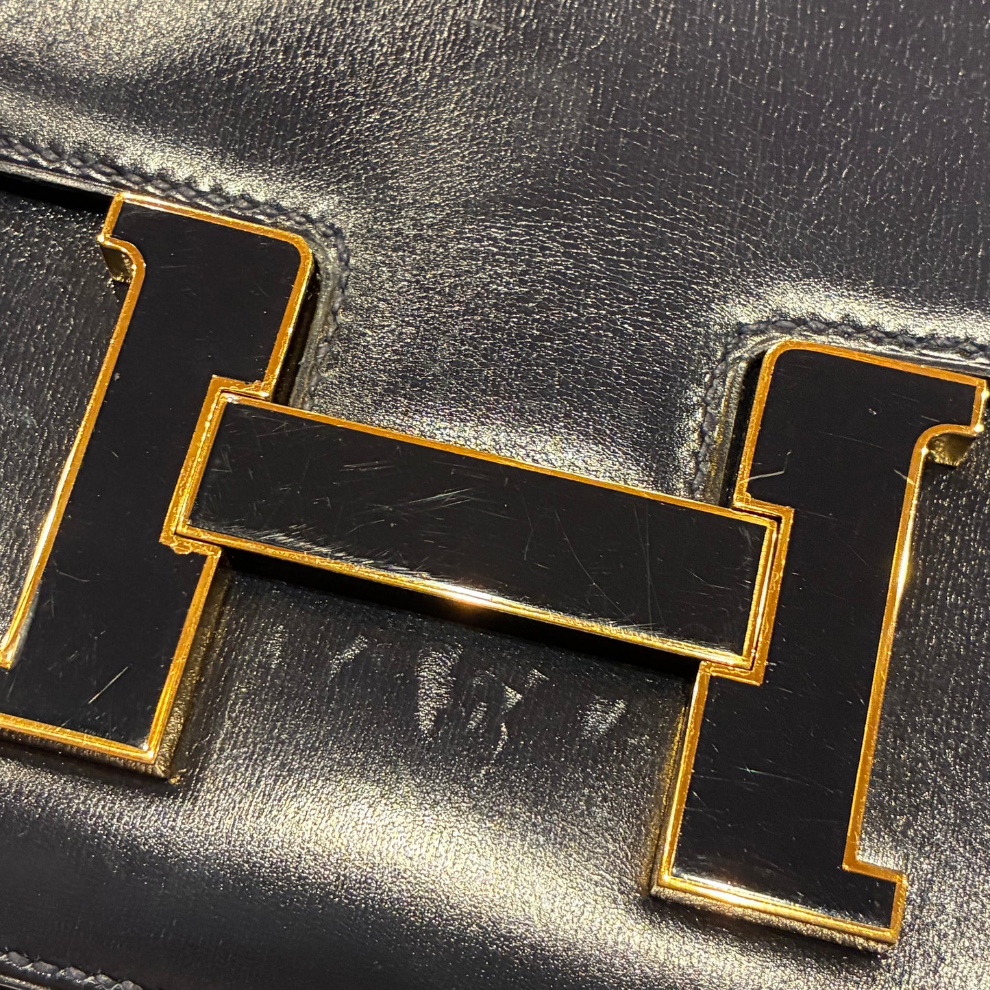 Hermes Navy Box Calf Constance 23 Shoulder Bag