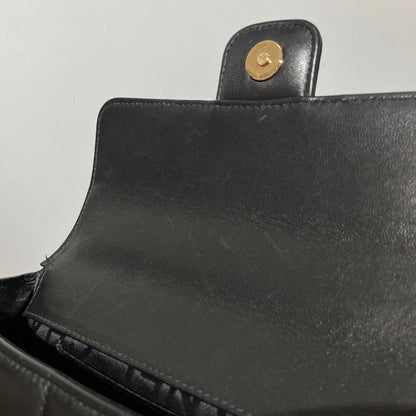 Chanel 2003-2004 Black Lambskin Choco Bar Camellia Shoulder Bag
