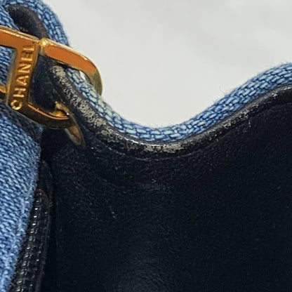 Chanel 1989-1991 Blue Denim Mini Classic Square Flap Shoulder Bag