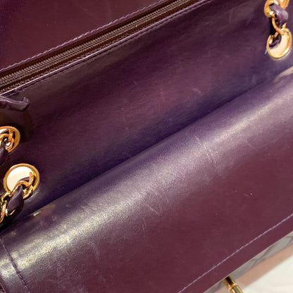 Chanel 2002-2003 Purple Lambskin Medium Classic Double Flap Shoulder Bag
