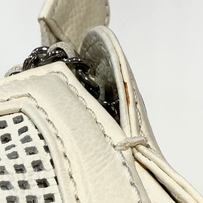 Chanel 2005-2006 White Perforated Caviar Skin Pulley Shoulder Bag