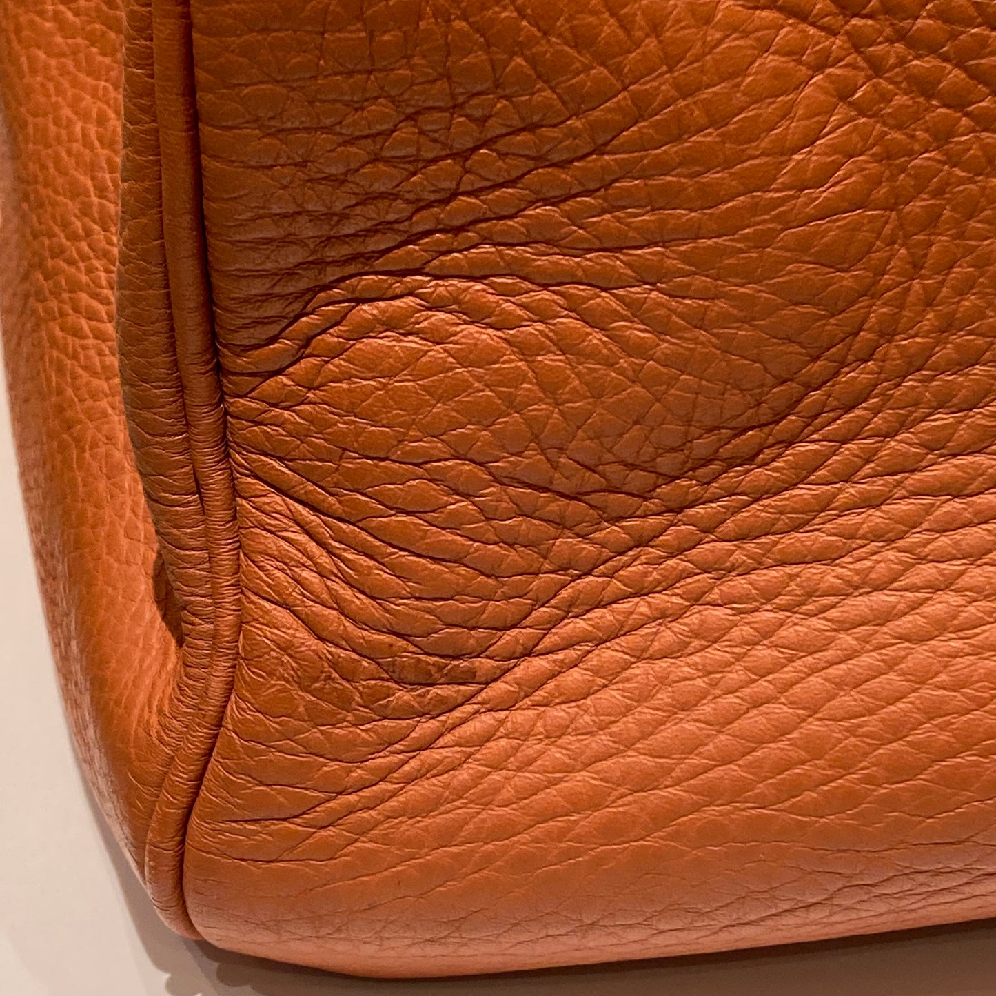 Hermes Brique Taurillon Clemence Haut a Courroies 50 Handbag