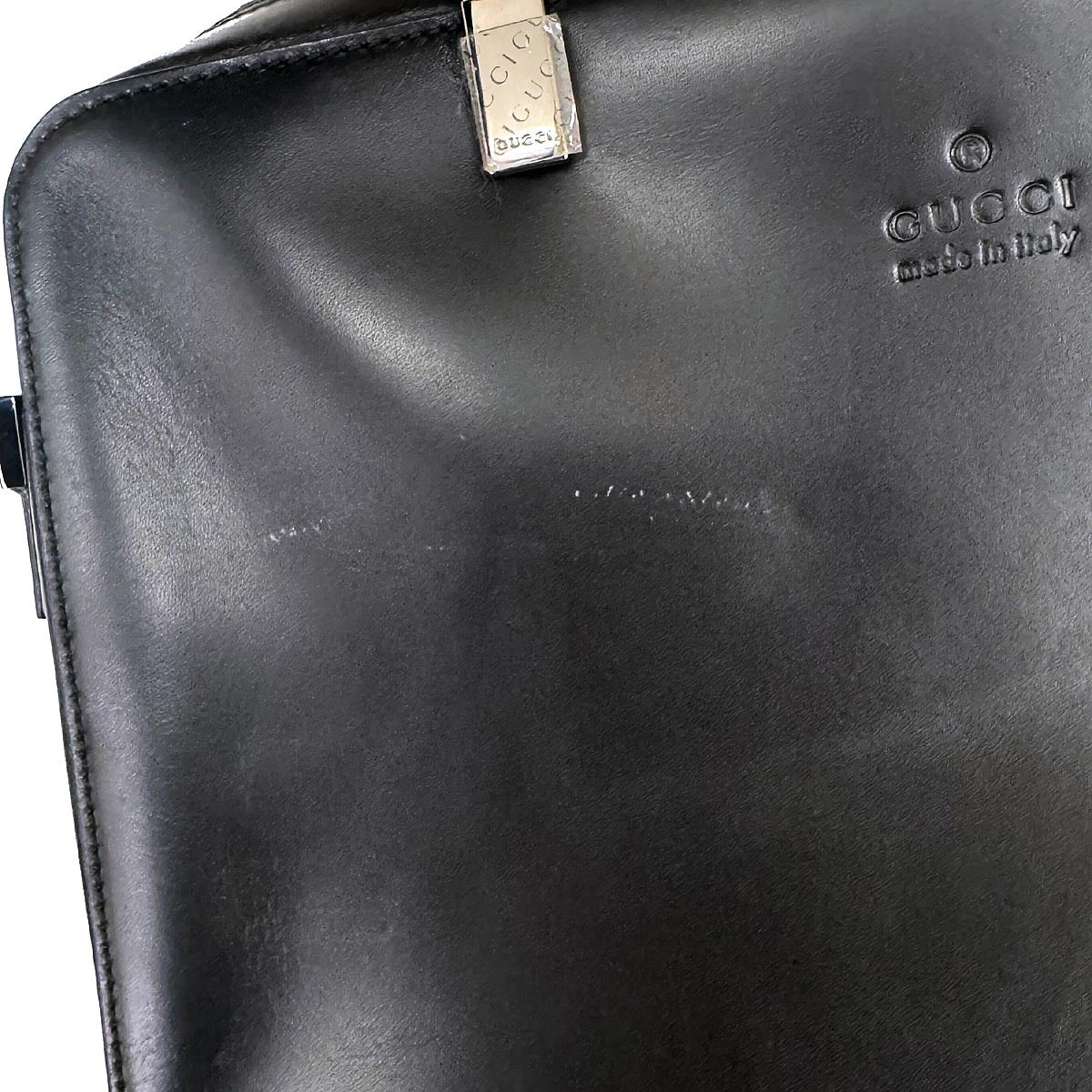 Gucci Black Leather Bamboo 2way Shoulder Handbag