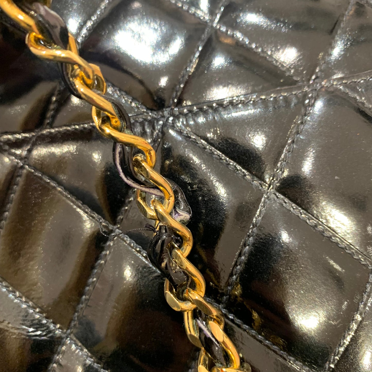 Chanel 1986-1988 Black Patent Leather Shoulder Bag