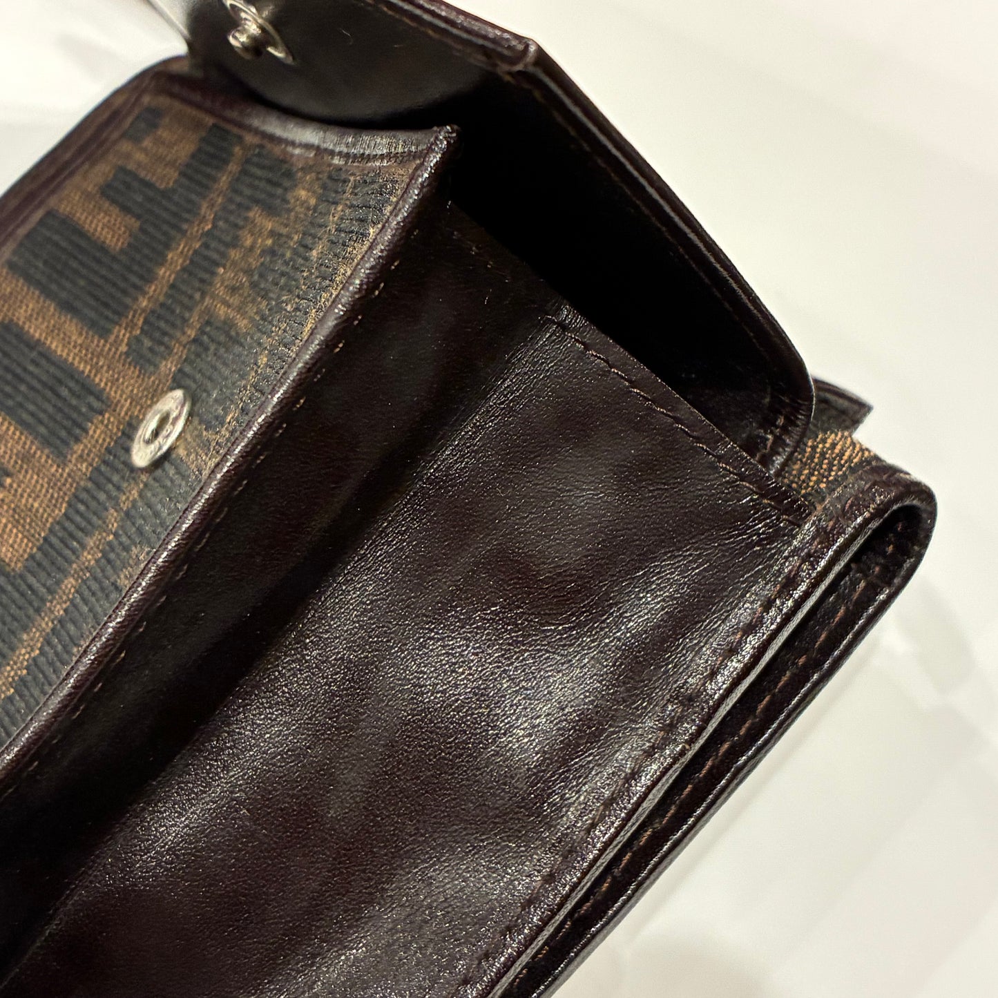 Fendi Zucca Shoulder Bag Wallet Pochette Brown