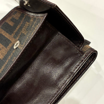 Fendi Zucca Shoulder Bag Wallet Pochette Brown