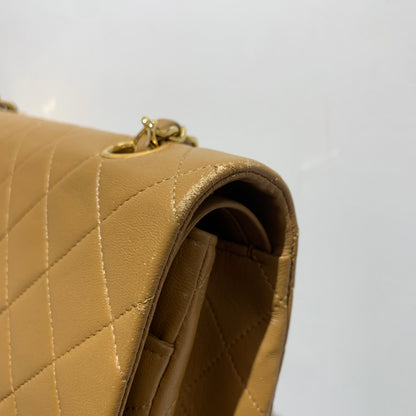 Chanel 1989-1991 Brown Lambskin Medium Classic Double Flap Shoulder Bag