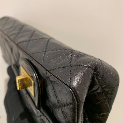 Chanel 2008-2009 Black Calfskin Mademoiselle Lock Double Sided Flap Shoulder Bag