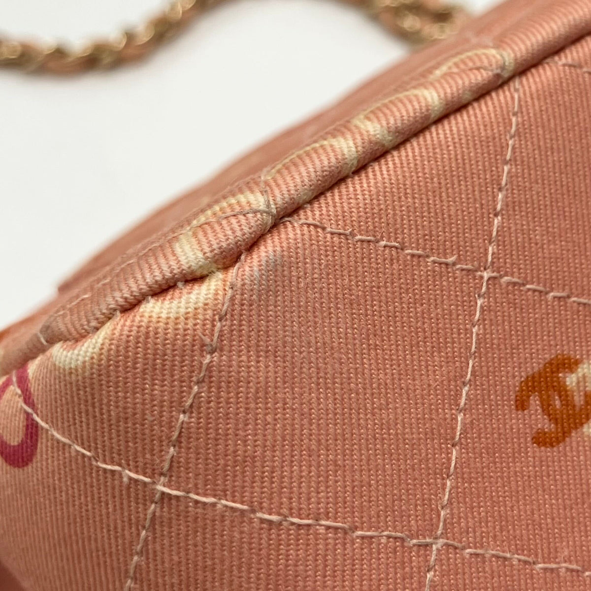 Chanel 2001-2003 Pink Canvas COCO Medium Classic Double Flap Shoulder Bag