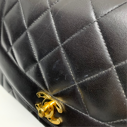 Chanel 1994-1996 Black Lambskin Small Diana Shoulder Bag