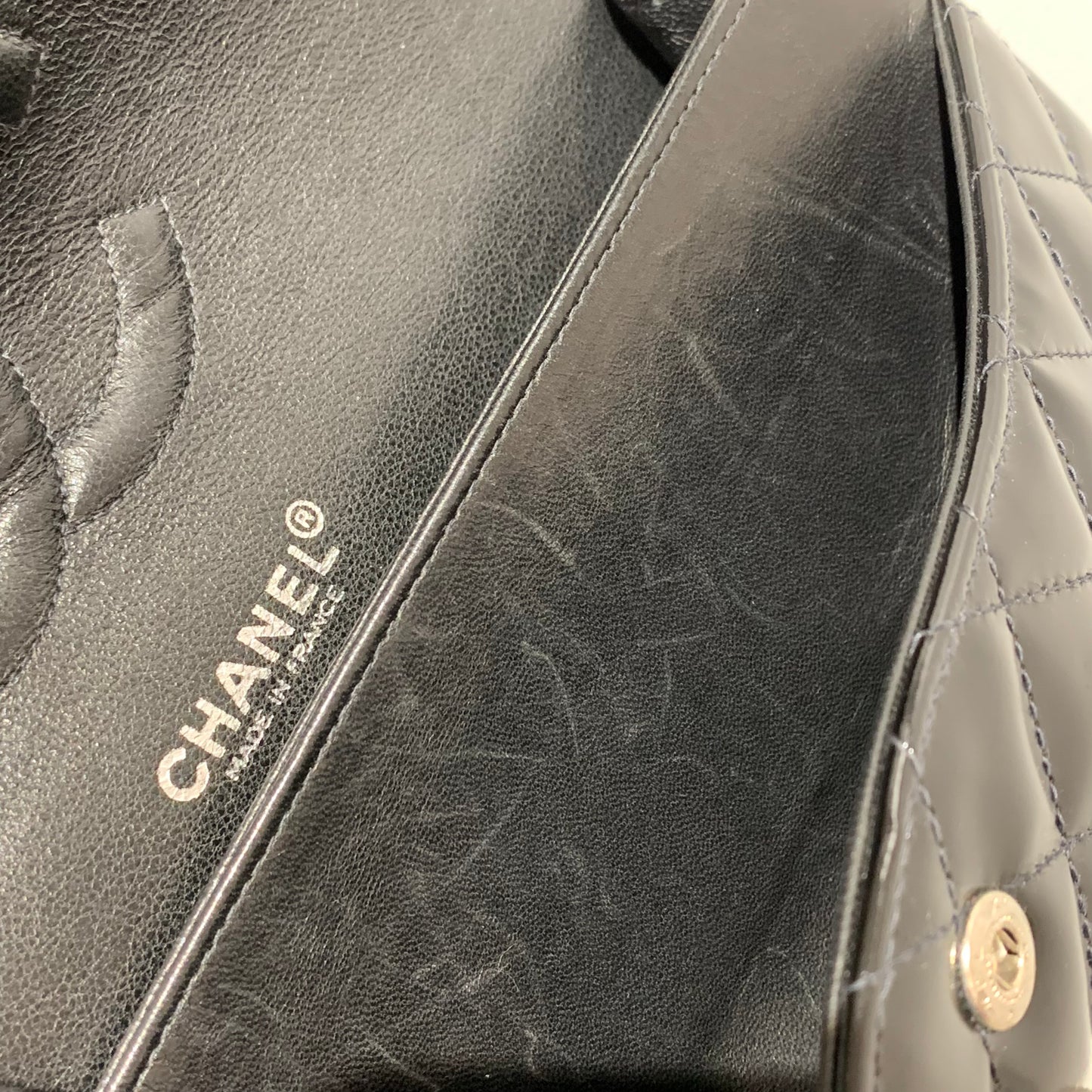 Chanel 2000-2002 Black Patent Leather Medium Classic Double Flap Shoulder Bag