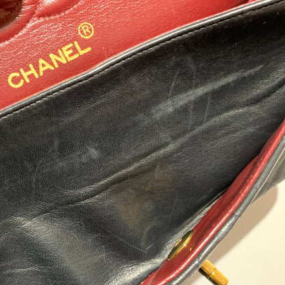 Chanel 1994-1996 Black Lambskin Small Classic Double Flap Shoulder Bag