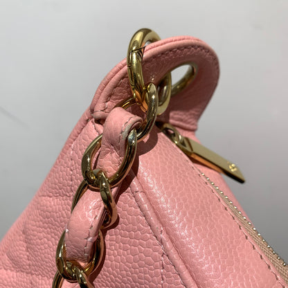 Chanel 2003-2004 Pink Caviar Skin Hobo Shoulder Bag